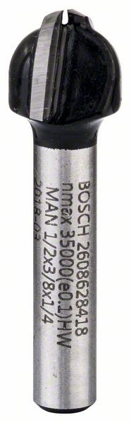 Bosch Hohlkehlfräser, 1/4 Zoll, R1 6,3mm, D 12,7mm, L 9,2 mm, G 40 mm 2608628418