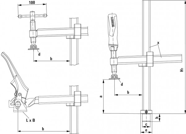 Bessey Spannelement mit variabler Ausladung TWV16 200/150 (2K-Kunststoffgriff)   - Bild 2