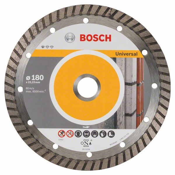 Bosch Diamanttrennscheibe Turbo, 180x22,23x2,5x10 mm, 10er-Pack 2608603251