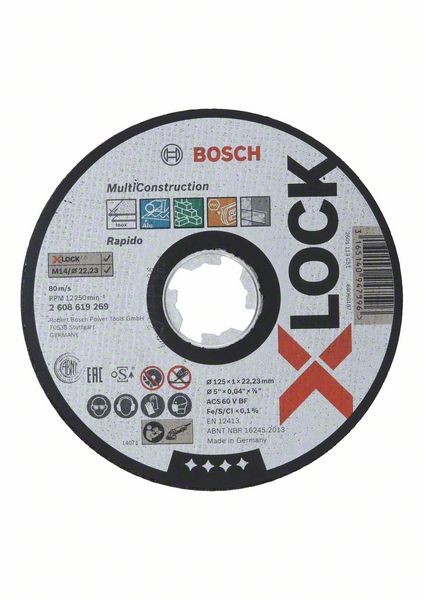 Bosch X-LOCK Trennscheibe Multi Material 125 x 1 x 22,23, gerade 2608619269