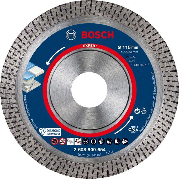 Bosch EXPERT HardCeramic Diamanttrennscheiben, 115 x 22,23 x 1,4x10mm 2608900654