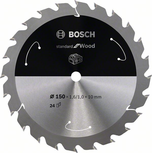 Bosch Akku-Kreissägeblatt Standard Wood, 150 x 1,6/1 x 10, 24 Zähne 2608837673
