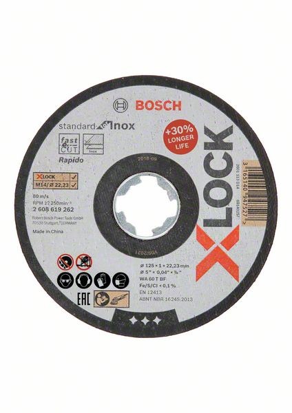 Bosch X-LOCK Trennscheibe Standard for Inox 125 x 1x 22,23 mm, gerade 2608619262