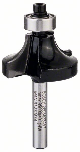 Bosch Abrundfräser, 6 mm, R1 9,5 mm, D 31,8 mm, L 16,2 mm, G 57 mm 2608628457