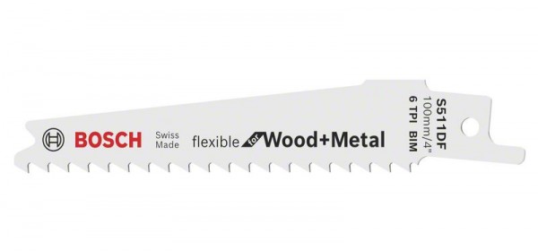 Bosch Säbelsägeblatt S 511 DF, Flexible for Wood and Metal, 5er-Pack 2608657723
