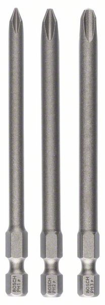 Bosch Schrauberbit-Set Extra-Hart, 3-teilig, PH1, PH2, PH3, 89 mm 2607001757