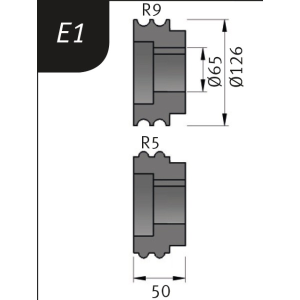 Metallkraft Biegerollensatz Typ E1, Ø 126 x 65 x 50 mm, R 9 / 5 mm, 3880721