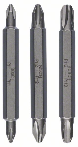 Bosch Doppelklingenbit, 3-teilig, PH1, PH1, PH2, PH2, PH3, PH3, 60 mm 2607001748