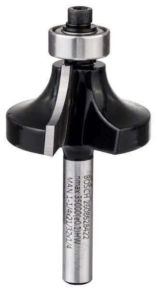 Bosch Abrundfräser, 1/4 Zoll, R1 9,5 mm, D 31,8mm, L 16,2 mm, G 57 mm 2608628422