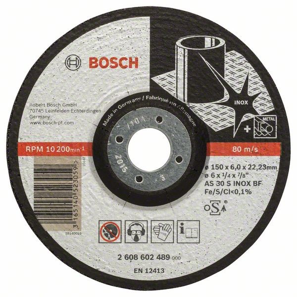 Bosch Schruppscheibe gekröpft AS 30 S INOX BF, 150 mm, 22,23 mm, 6 mm 2608602489