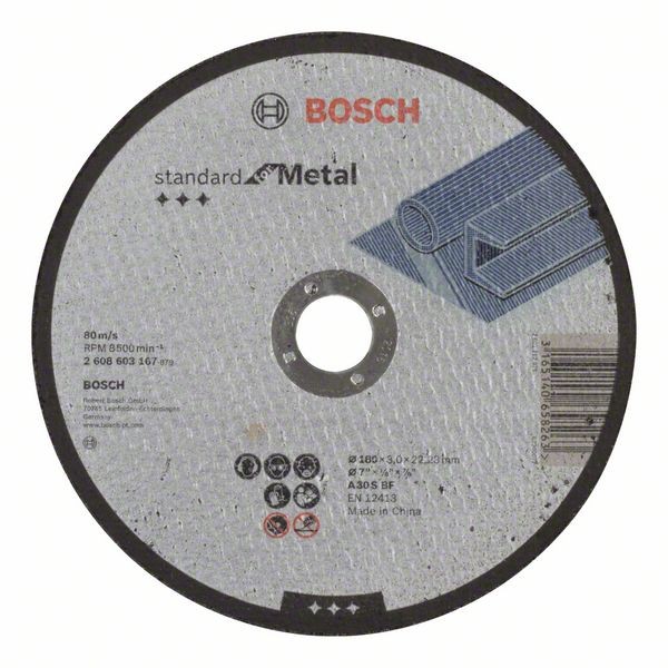 Bosch Trennscheibe gerade Standard for Metal A 30S BF, 180 mm, 3,0 mm 2608603167