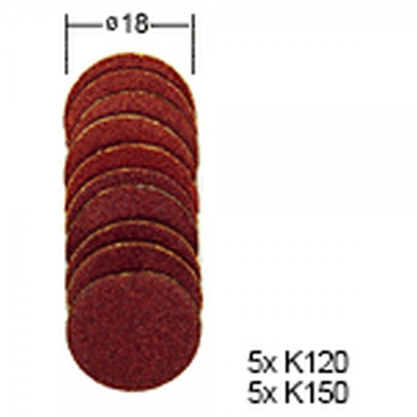 Proxxon Ersatzschleifscheiben, 18 mm für Gummiteller, je 10 Stück Korn 120 + 150, 28983