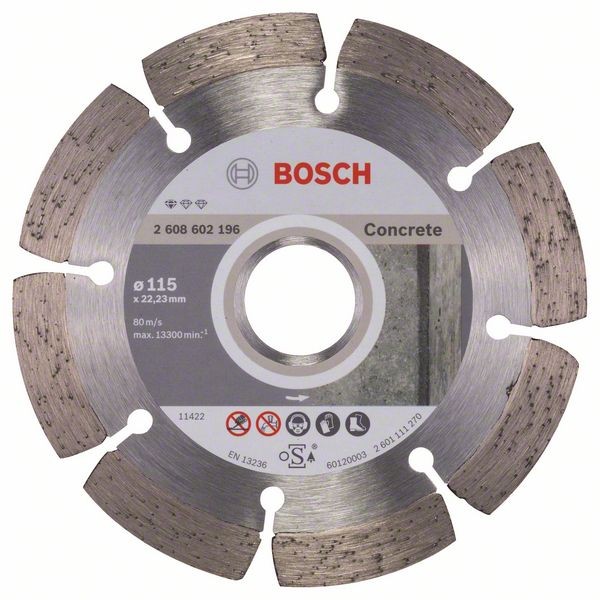 Bosch Diamanttrennscheibe Standard, 115 x 22,23 x 1,6 x 10mm,1er-Pack 2608602196