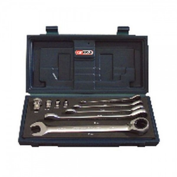 KS Tools GEAR+ Ringmaulschluessel-Satz,r/l,9-tlg.8-19mm,m.Adapter, 503.4650