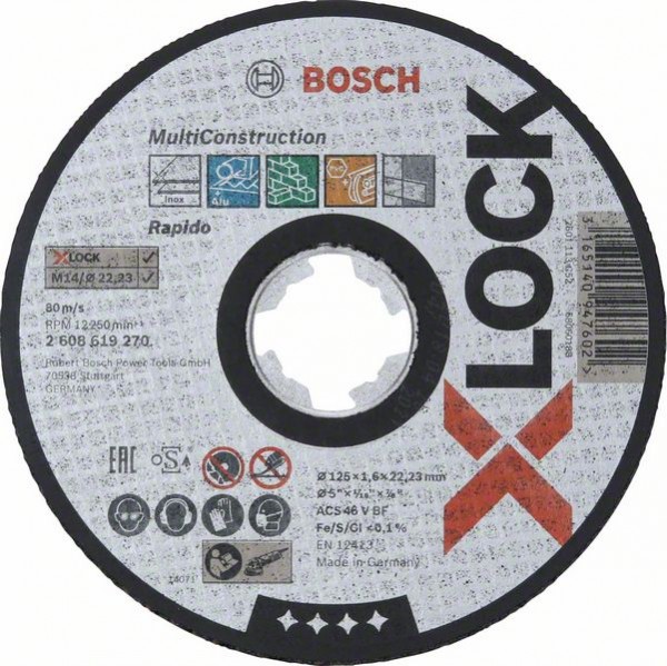 Bosch X-LOCK Trennscheibe Multi Material 125 x 1,6 x 22,23, gerade 2608619270
