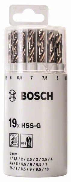Bosch 19-tlg. Metallbohrer-Set HSS-G, DIN 338, 135°, 1–10 mm 2607018361