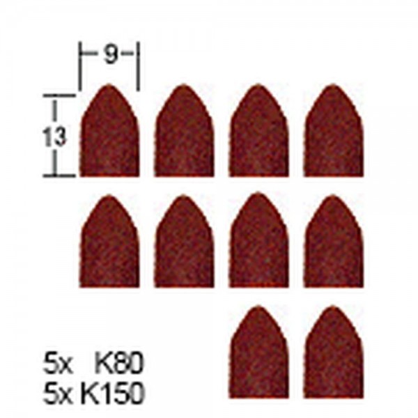 Proxxon Ersatzschleifkappen, 9 mm, Korn 80 und Korn 150, je 5 Stück, 28989