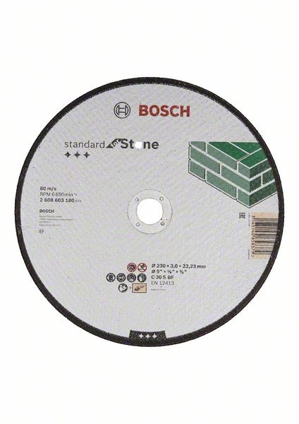 Bosch Trennscheibe gerade Standard for Stone C 30S BF, 230 mm, 3,0 mm 2608603180