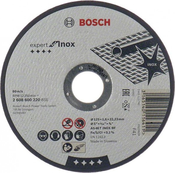Bosch Trennscheibe gerade Expert Inox AS 46 T INOX BF, 125 mm, 1,6 mm 2608600220