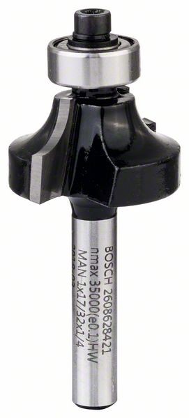 Bosch Abrundfräser, 1/4 Zoll, R1 6,3 mm, D 25,4mm, L 13,2 mm, G 54 mm 2608628421