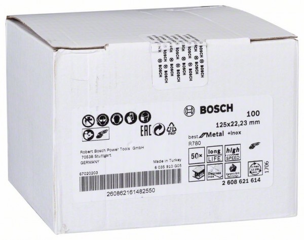 Bosch Fiberschleifscheibe R780 Best Metal Inox, 125 x 22,23 mm, 100 2608621614
