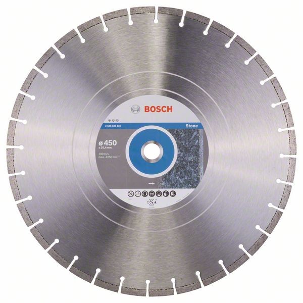 Bosch Diamanttrennscheibe Standard Stone, 450 x 25,40 x 3,6 x 10 mm 2608602605