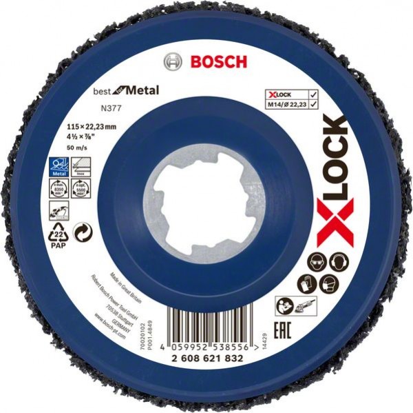 Bosch X-LOCK Reinigungsscheibe N377 Metall, 115 mm, 22,23 mm 2608621832