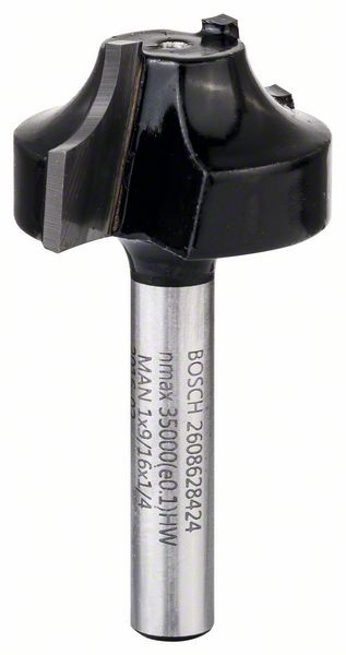 Bosch Kantenformfräser E, 1/4 Zoll,R1 6,3 mm,D 25,4 mm,L14 mm,G 46 mm 2608628424