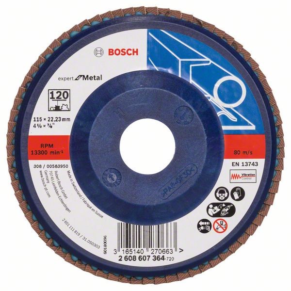 Bosch Fächerschleifscheibe X551, gerade, 115 mm, 120, Kunststoff 2608607364
