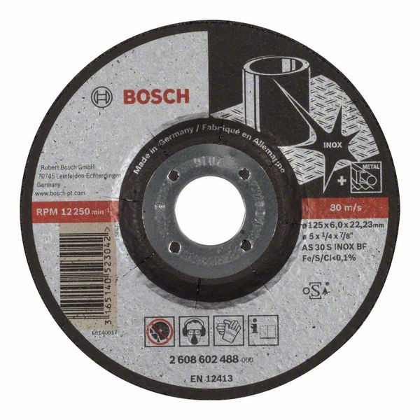 Bosch Schruppscheibe gekröpft AS 30 S INOX BF, 125 mm, 22,23 mm, 6 mm 2608602488