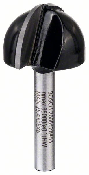 Bosch Hohlkehlfräser, 6 mm, R1 12,7 mm, D 25,4 mm, L 15,6 mm, G 49 mm 2608628453