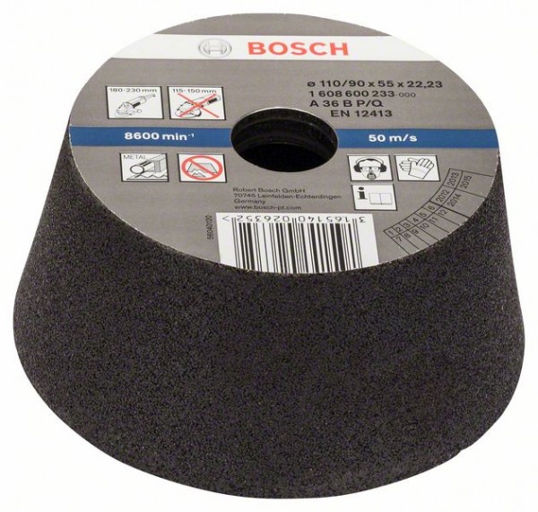 Bosch Schleiftopf, konisch-Metall/Guss 90 mm, 110 mm, 55 mm, K 36 1608600233