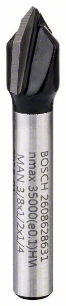 Bosch V-Nutfräser, 1/4 Zoll, D1 9,5 mm, L 12,4 mm, G 45 mm, 90° 2608628631