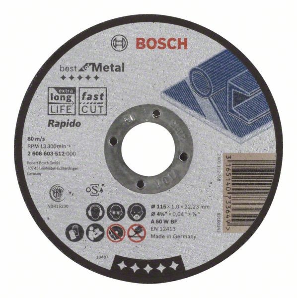Bosch Trennscheibe gerade Best for Metal A 60 W BF, 115 mm, 1,0 mm 2608603512