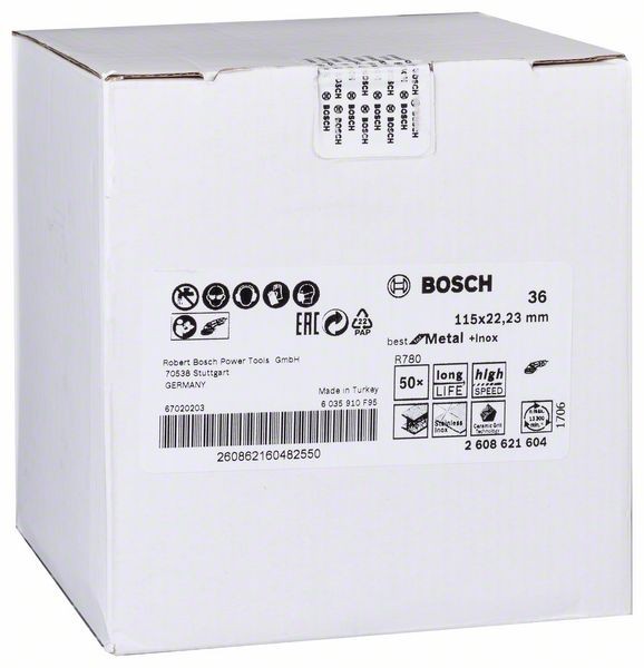 Bosch Fiberschleifscheibe R780 Best for Metal, 115 x 22,23 mm, 36 2608621604