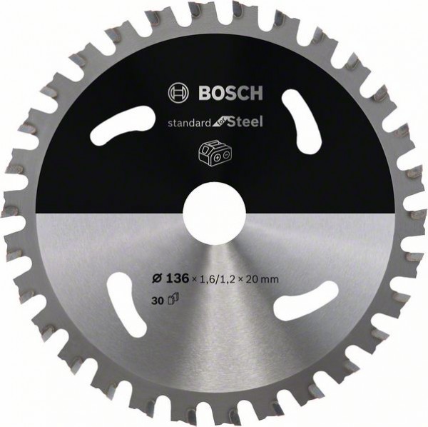Bosch Akku-Kreissägeblatt Standard Steel, 136x 1,6/1,2 x 20, 30 Zähne 2608837746