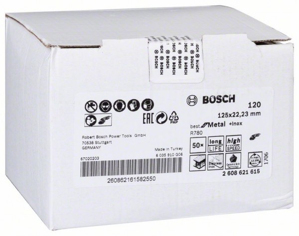Bosch Fiberschleifscheibe R780 Best Metal Inox, 125 x 22,23 mm, 120 2608621615