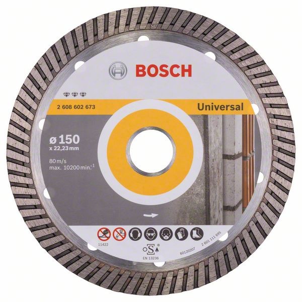 Bosch Diamanttrennscheibe Best for Turbo, 150 x 22,23 x 2,4 x 12 mm 2608602673