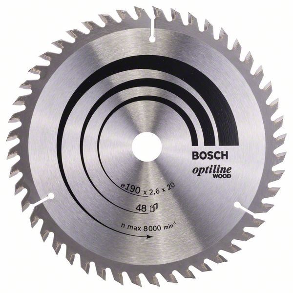 Bosch Kreissägeblatt Optiline Wood, 190 x 20/16 x 2,6 mm, 48 2608640614