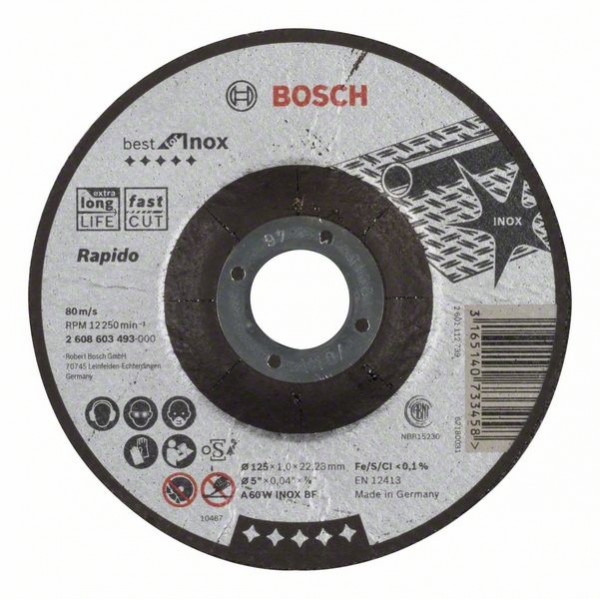 Bosch Trennscheibe gekröpft A 60 W INOX BF, 125 mm, 1,0 mm 2608603493