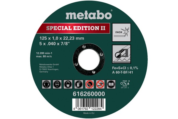 Metabo Special Edition II 125x1,0x22,23 mm Inox, 616260000