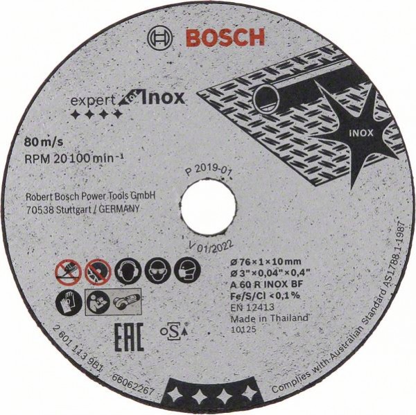 Bosch Trennscheibe Expert for Inox A 60 R INOX BF, 76 mm, 10 mm, 1 mm 2608601520