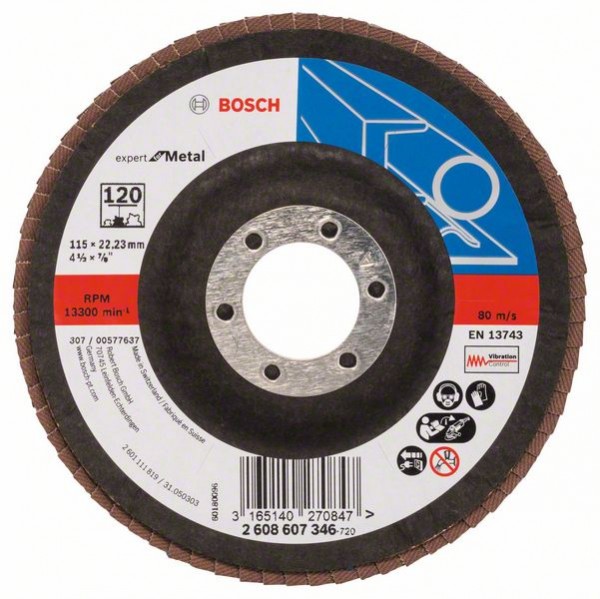 Bosch Fächerschleifscheibe X551 Expert, 115 mm, 120, Glasgewebe 2608607346