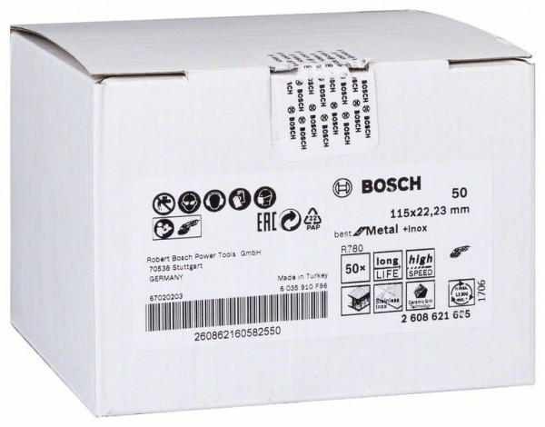 Bosch Fiberschleifscheibe R780 Best for Metal, 115 x 22,23 mm, 50 2608621605