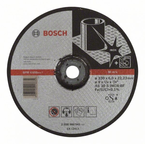 Bosch Schruppscheibe gekröpft AS 30 S INOX BF, 230 mm, 22,23 mm, 6 mm 2608600541