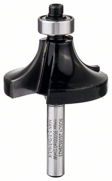 Bosch Abrundfräser, 1/4 Zoll, R1 12,7mm, D 38, mm, L 18,6 mm, G 60 mm 2608628423