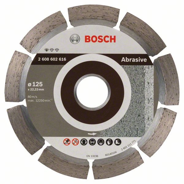 Bosch Diamanttrennscheibe Standard Abrasive, 125 x 22,23 x 6 x 7 mm 2608602616