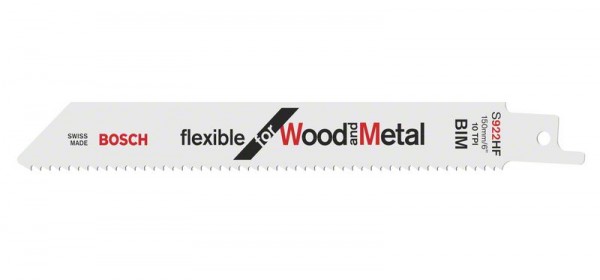 Bosch Säbelsägeblatt S 922 HF, Flexible Wood Metal,100er-Pack, 150 mm 2608656320