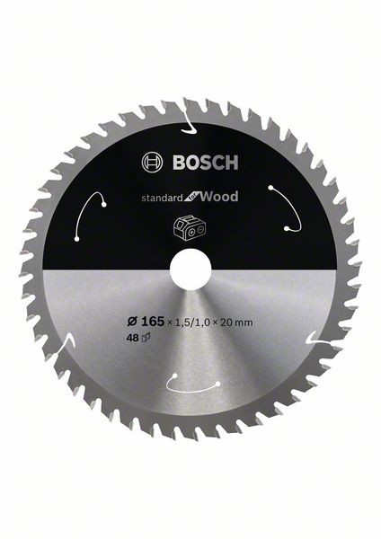 Bosch Akku-Kreissägeblatt Standard Wood, 165 x 1,5/1 x 20, 48 Zähne 2608837687