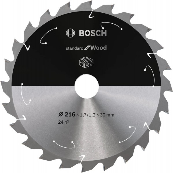 Bosch Kreissägeblatt Standard for Wood, 254 x 30, 24 Zähne, 2608842237